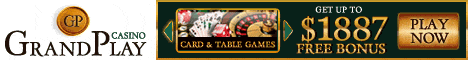 Receive $1887 Welcome Bonus at Grand Play Casino when signing up.